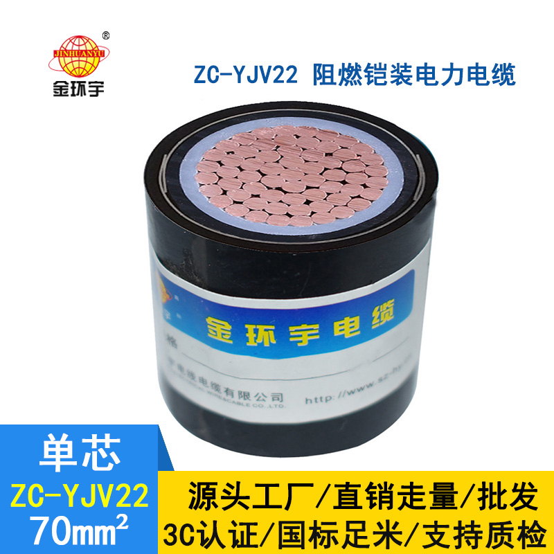 金環(huán)宇國標(biāo) 阻燃電纜 ZC-YJV22-70平方鎧裝電纜