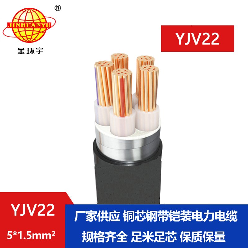 金環(huán)宇電線電纜 銅芯鎧裝電纜 YJV22-5X1.5平方 yj