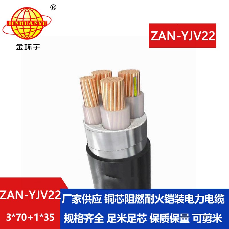 金環(huán)宇電線電纜 阻燃耐火電纜ZAN-YJV22-3X70+1X35深圳