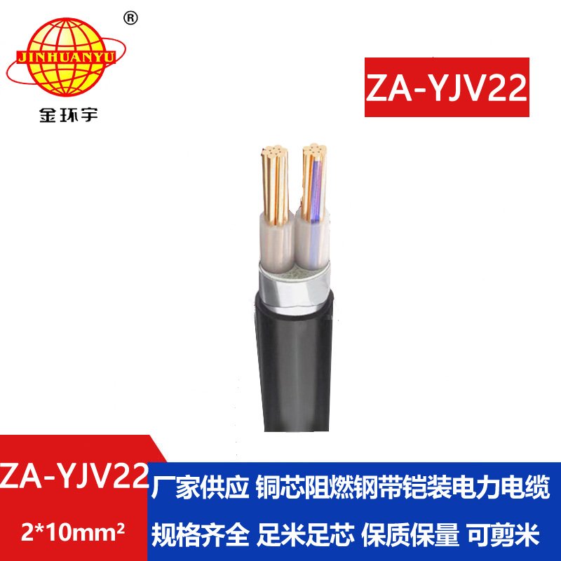 金環宇電纜 A級阻燃埋地鎧裝電纜ZA-YJV22-2X10 鎧裝電纜yjv22